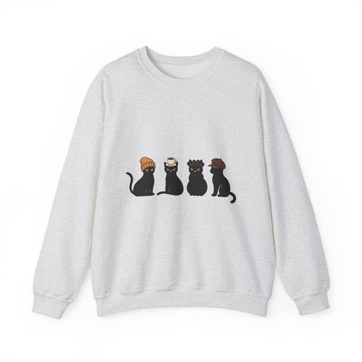 Black Cat Sweatshirt Cat Cafe Gift Women Kawaii Sweatshirt Kitty Sweatshirt Cat Fan Feline Sweatshirt Coffee Graphic Minimal Simple Hat Sweatshirt