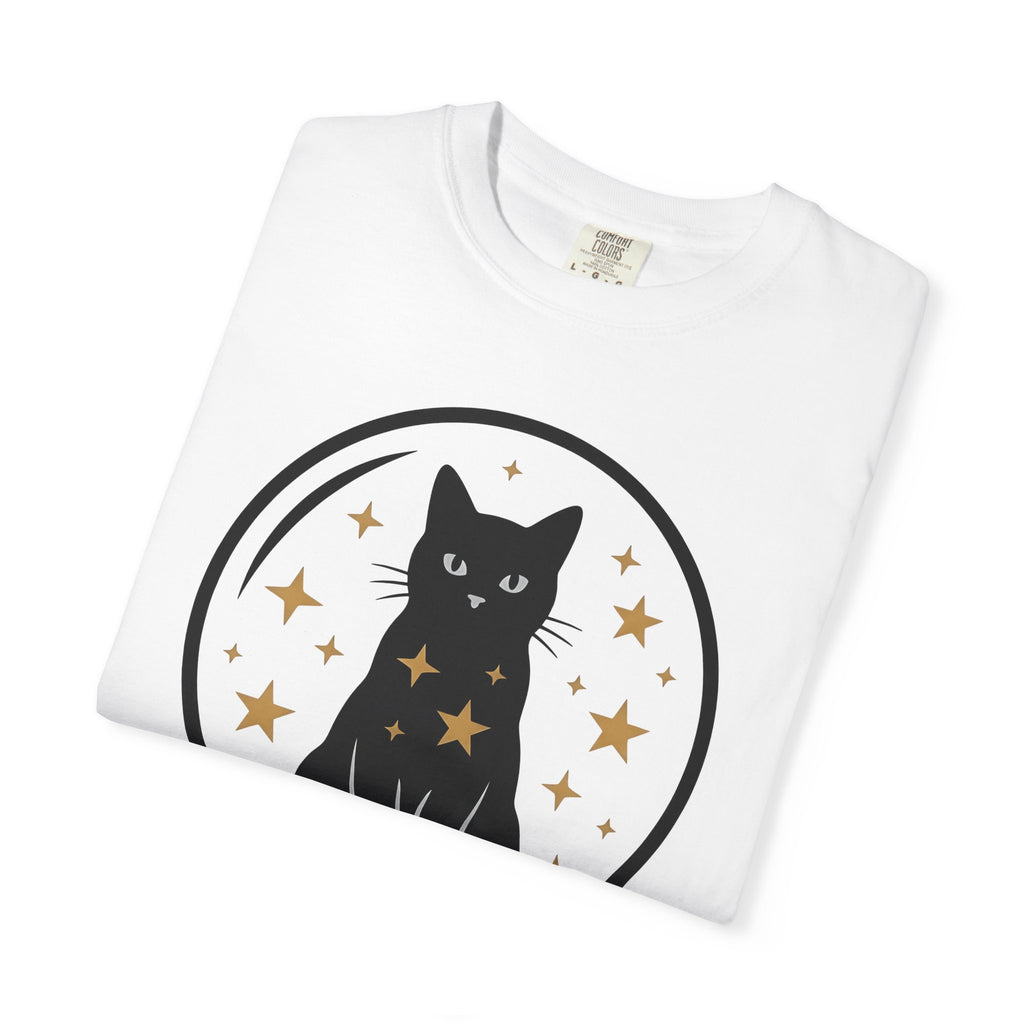 Dark Cat Orb T-Shirt Cat Magic Gift Women Simple T-Shirt Black Cat Ball T-Shirt Cat Fan Feline Graphic T-Shirt Retro Sparkles T-Shirt