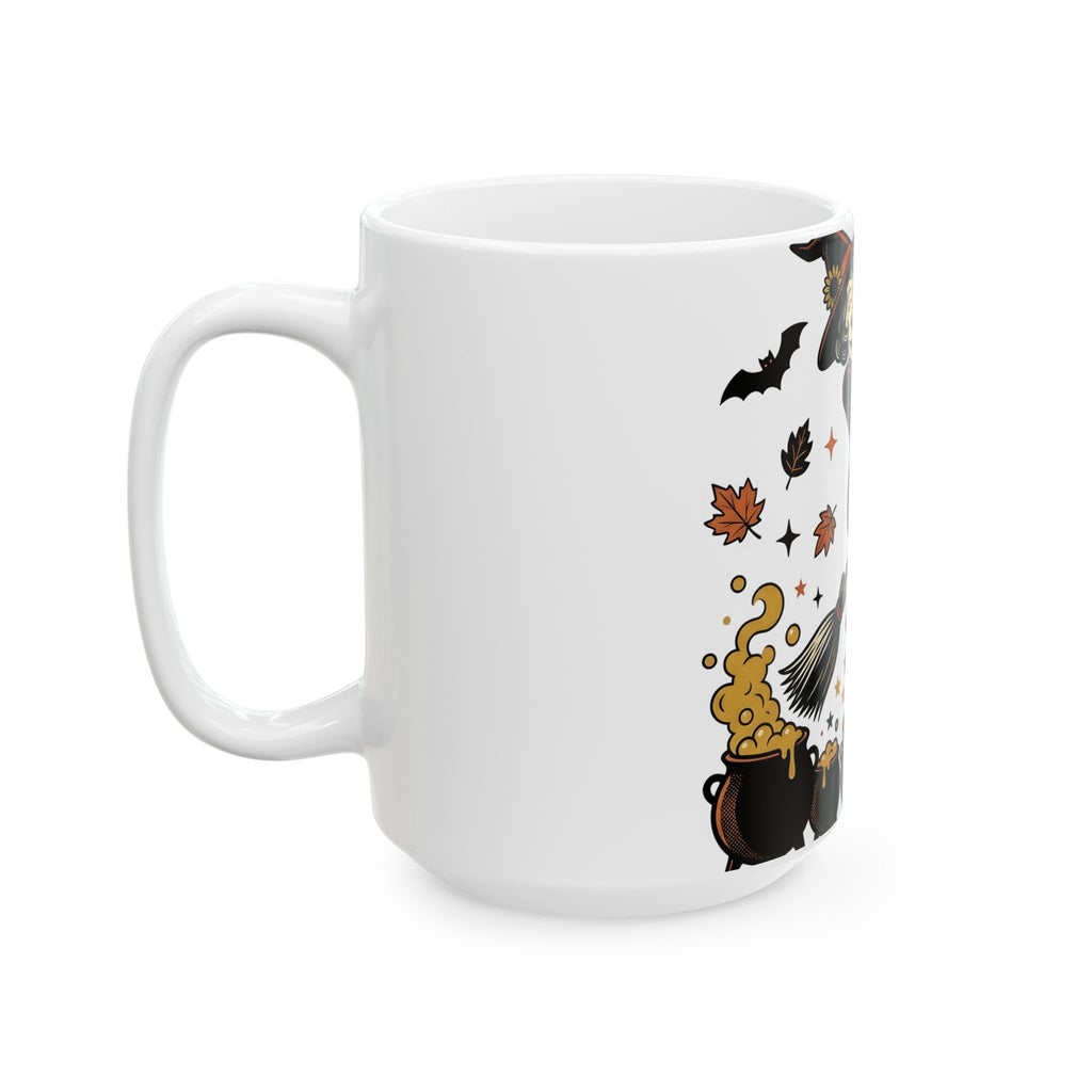 Witch Broomstick Mug Halloween Spellcraft Gift Women Hand Drawn Mug Broomstick Mug Horror Fan Hand Drawn Mug Magical Graphic Old