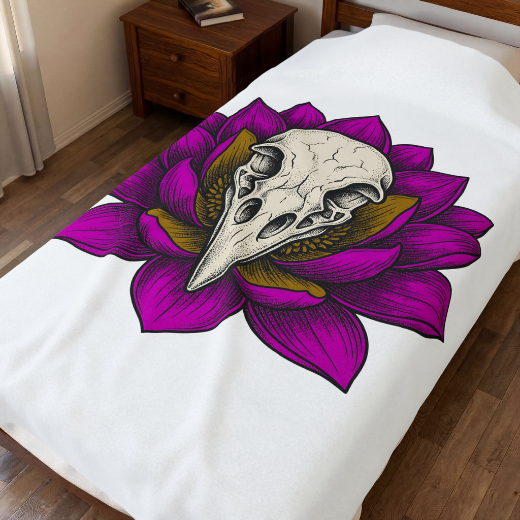 Bird Head Flower Blanket Boho Chic Emo Gift Women Line Art Blanket Floral Head Blanket Hippie Fan Minimalist Blanket Goth Graphic Classic Lotus