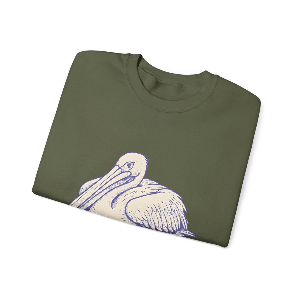 Pelican Bird Sweatshirt Funny Fauna Gift Women Cartoon Sweatshirt Pouchbill Sweatshirt Humor Fan Comic Sweatshirt Wildlife Graphic Hand Drawn Creature Art