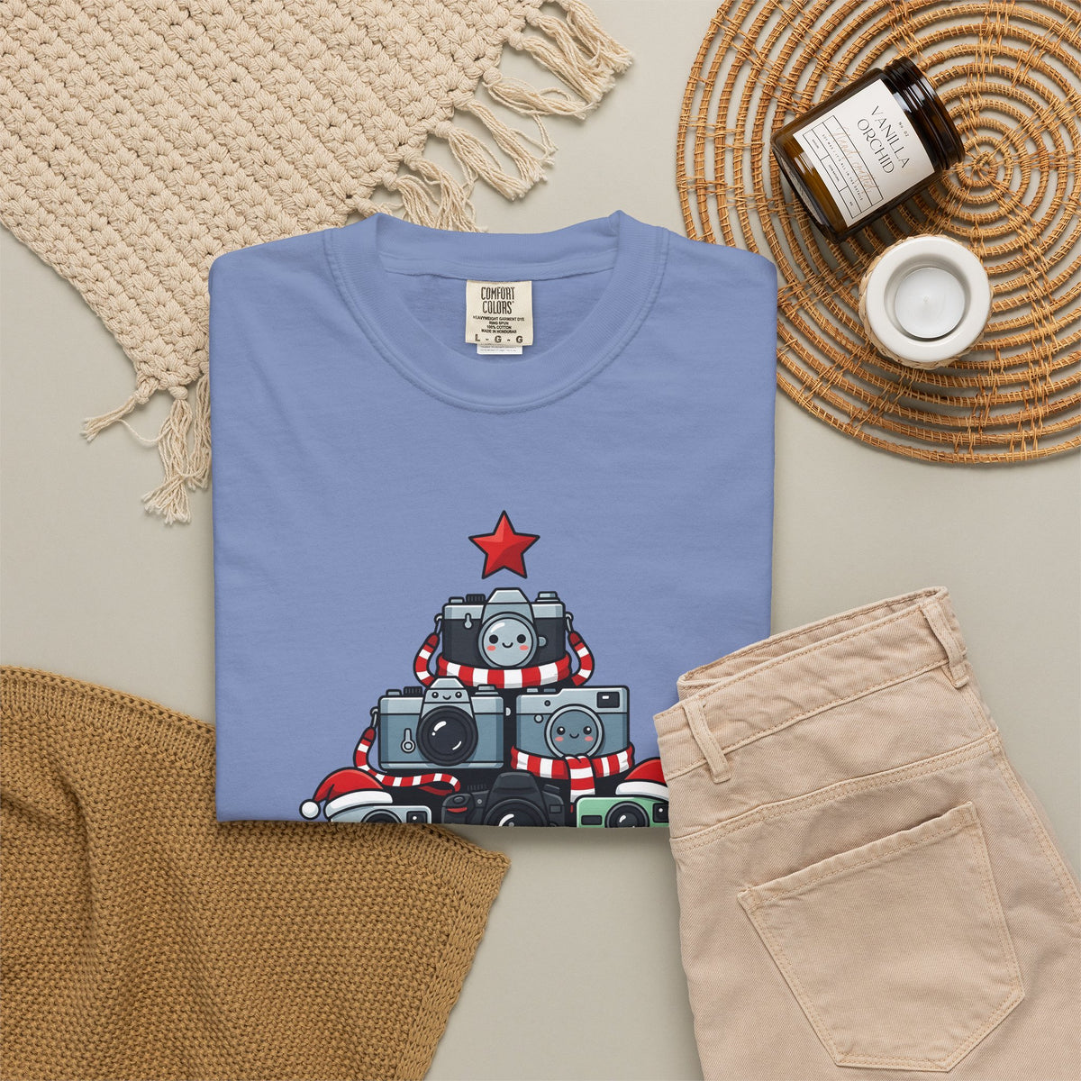 Camera Tree Christmas Photography Gift Kawaii Tree Camera Xmas Enthusiast Cute Photographic T-Shirt