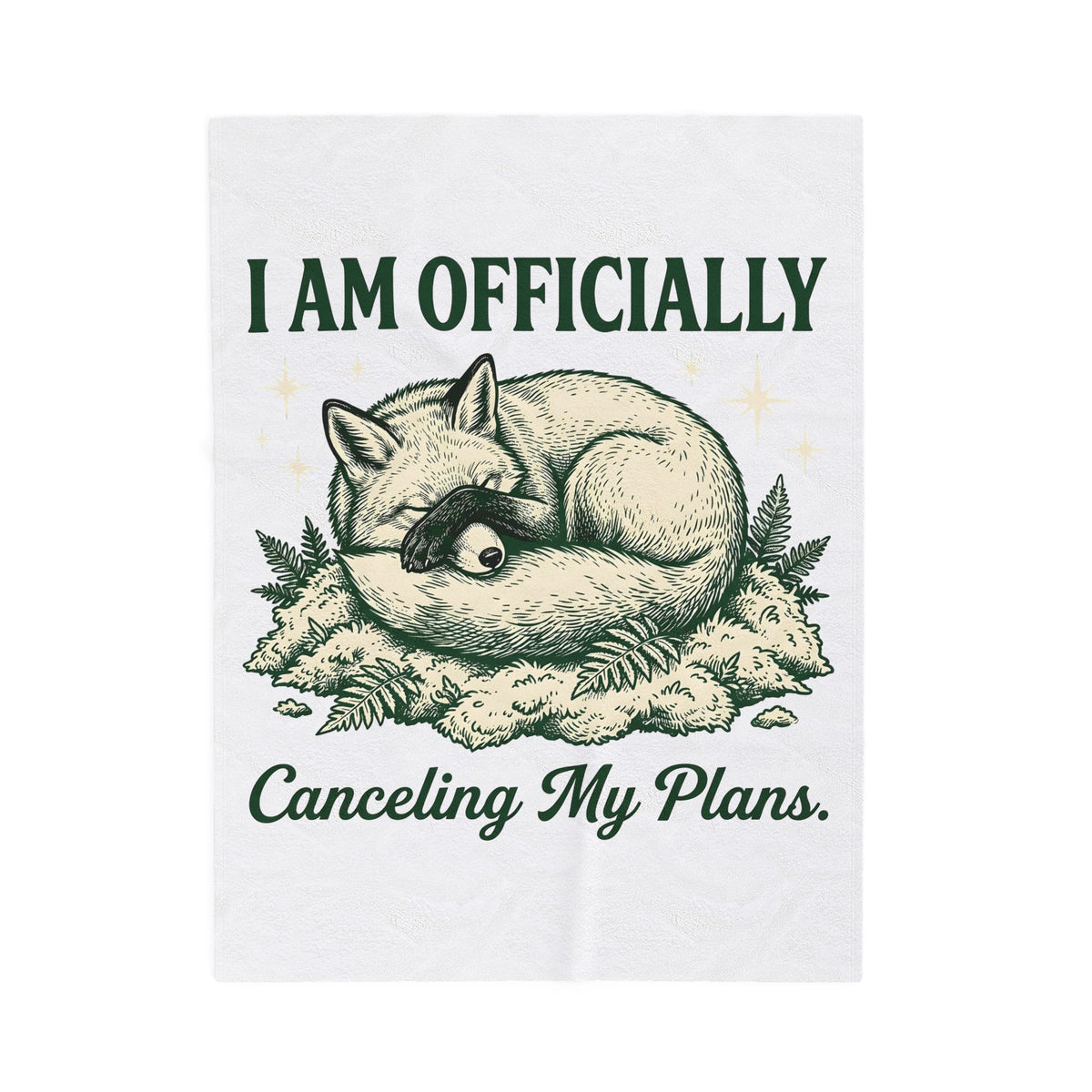 Resting Fox Funny Wildlife Gift Sketch Fox Humor Fan Drawing Retro Star Shapes Blanket