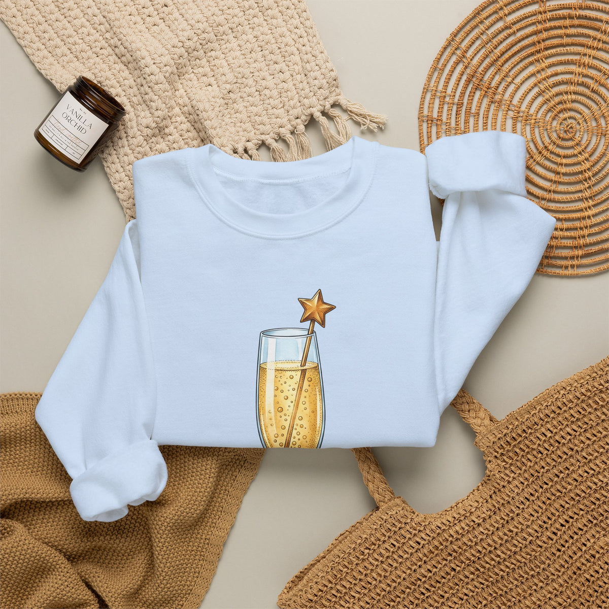 Flute Glass Holiday Occasion Gift Minimalist Glassware Christmas Fan Simple Celebration Sweatshirt