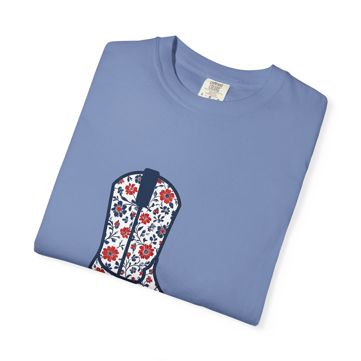 Western Boot America 4Th Of July Cowboy Gift Flower Boot Patriot Fan Floral Rodeo T-Shirt