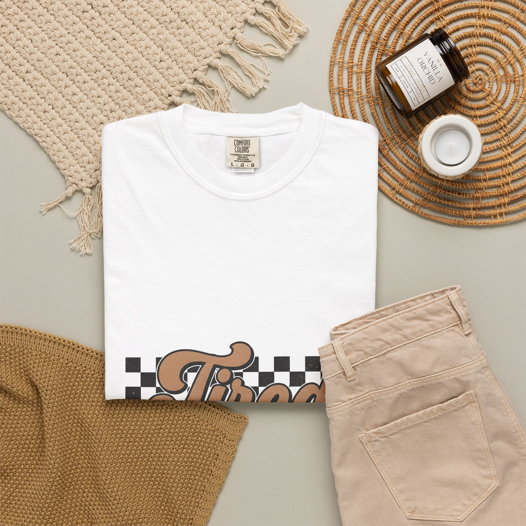 Cursive Font T-Shirt Mom Comedy Gift Women Nostalgic T-Shirt Script T-Shirt Mother Fan Vintage T-Shirt Humor Graphic Old-Fashioned Check Pattern