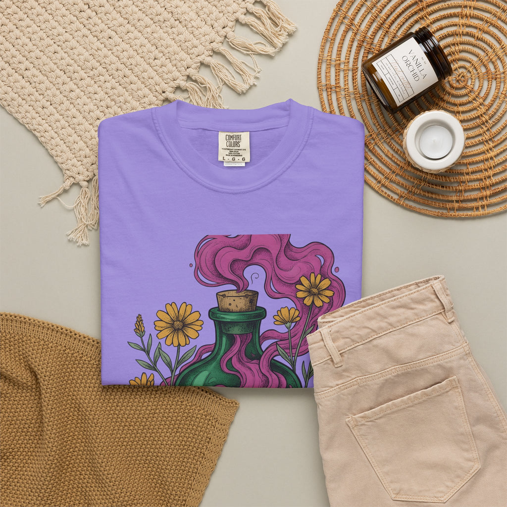 Elixir Flask T-Shirt Halloween Magic Gift Women Cartoon T-Shirt Potion Bottle T-Shirt Spooky Fan Toon T-Shirt Magical Graphic