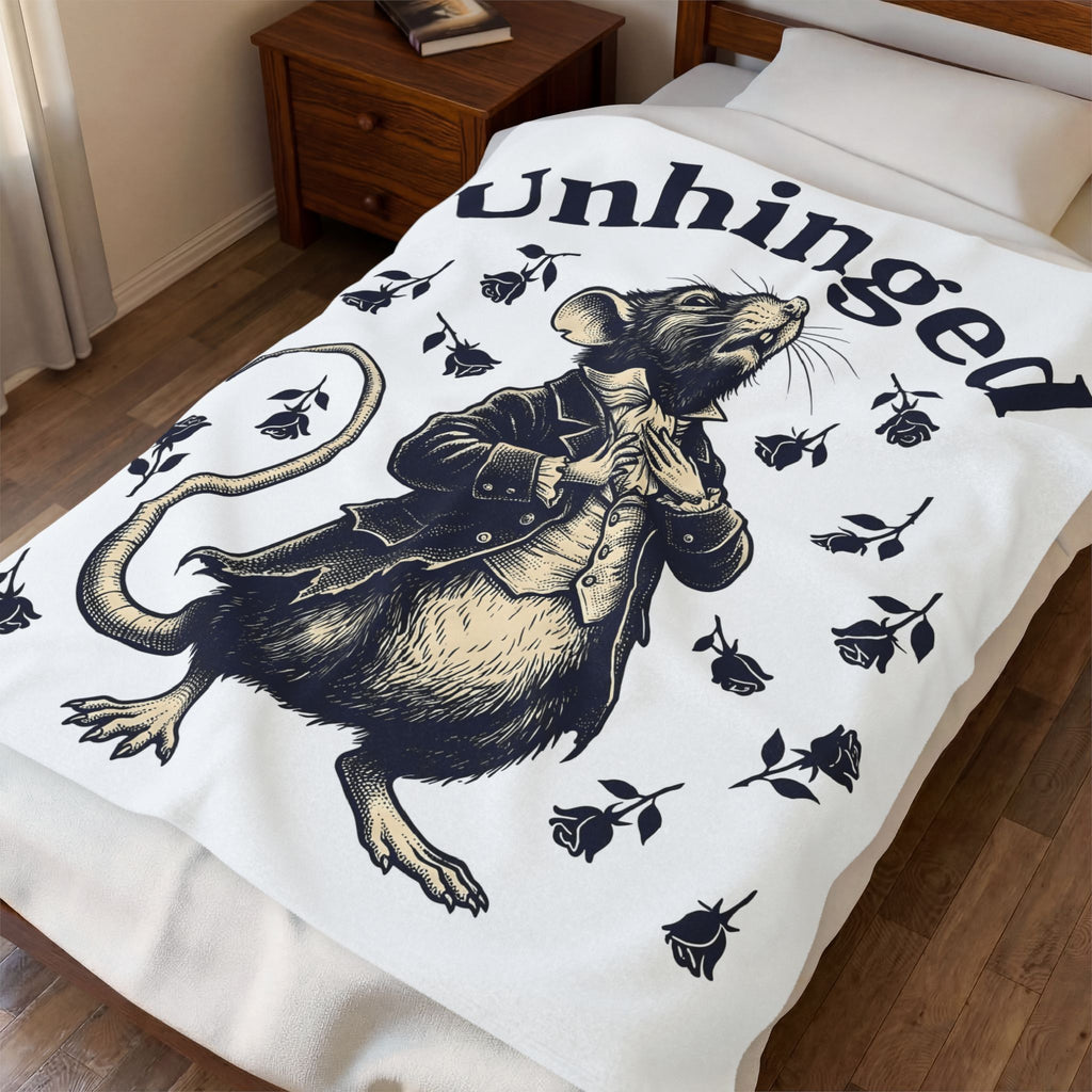 Dressed Mouse Blanket Funny Pet Gift Women Retro Blanket Mouse Blanket Humor Fan Vintage Blanket Animal Graphic Sketch Flower Blanket