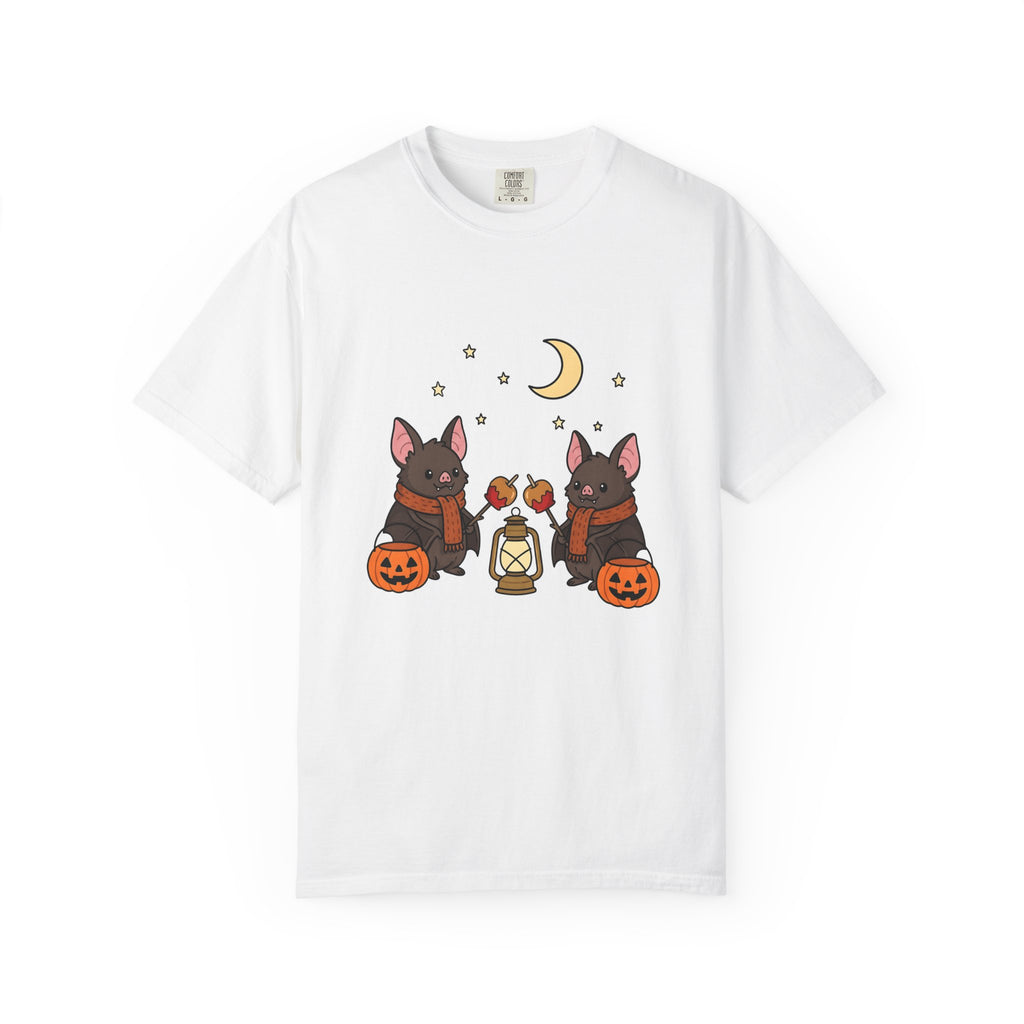 Bat Drawing T-Shirt Halloween Creatures Gift Women Charming T-Shirt Bat T-Shirt Spooky Fan Cartoon T-Shirt Monster Graphic Animated Gourd T-Shirt