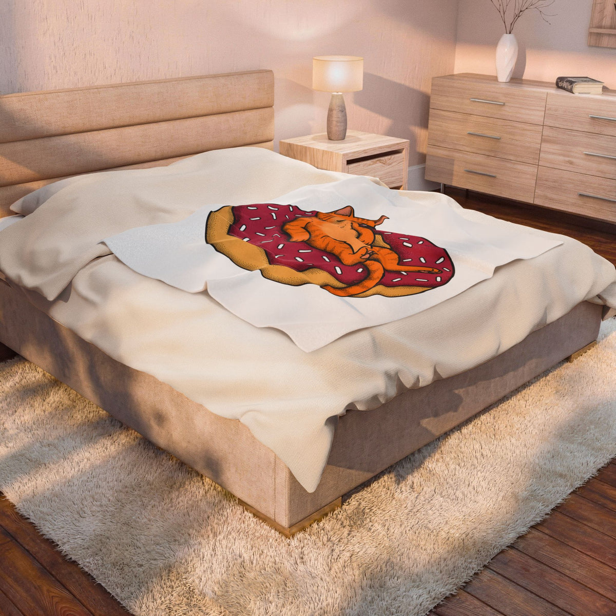 Feline Donut Blanket Cat Cuisine Gift Women Animated Blanket Cat Blanket Cat Fan Kitty Blanket Food Graphic Classic Glasses Blanket