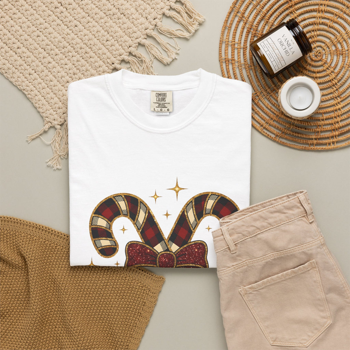 Striped Candy Bow T-Shirt Christmas Event Gift Women Glimmer T-Shirt Candy Bow T-Shirt Christmas Fan Sparkle T-Shirt Party Graphic Gingham Star
