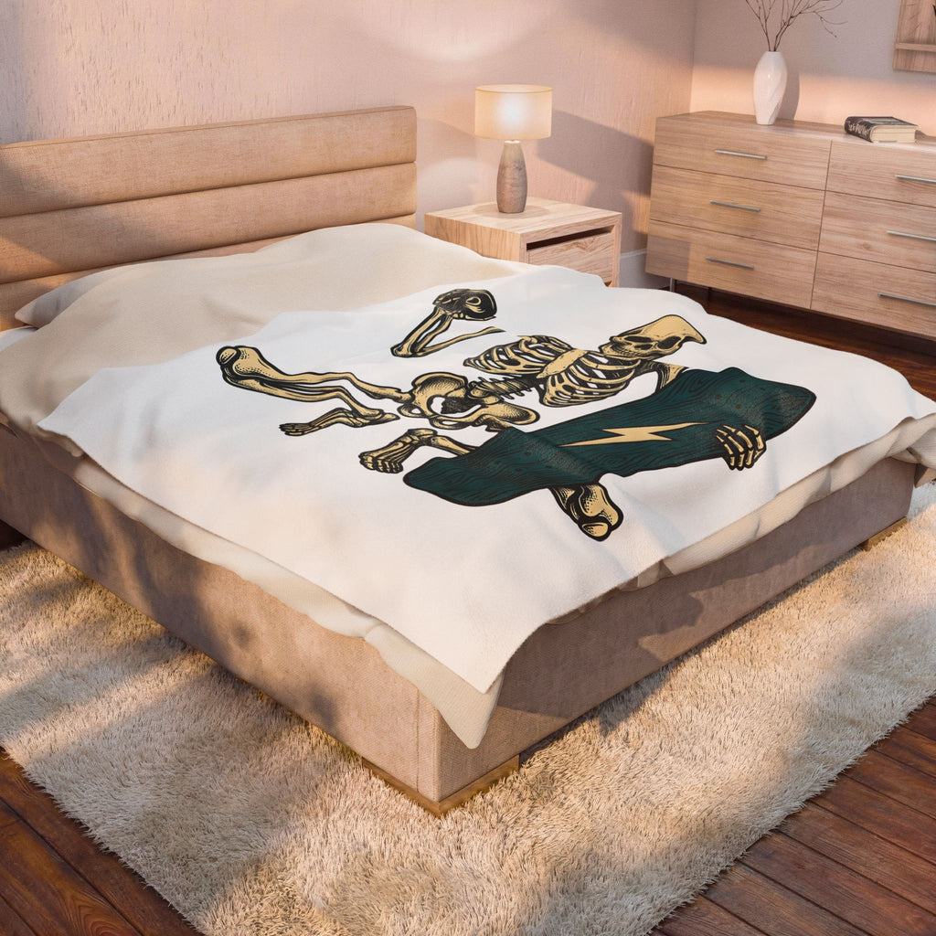 Bony Skateboarder Blanket Sports Training Gift Women Line Art Blanket Skateboarder Blanket Athlete Enthusiast Illustration Design Workout Classic