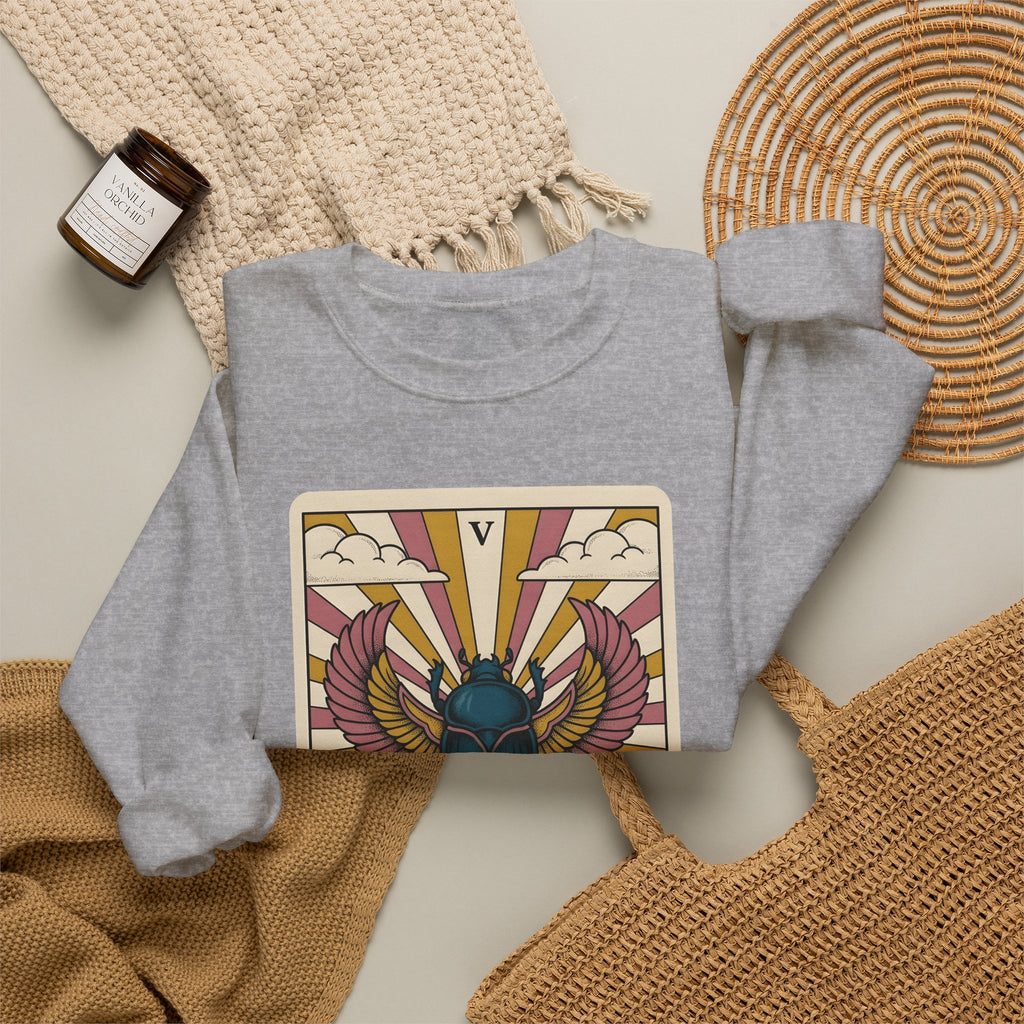 Beetle Sweatshirt Boho Chic Esoteric Gift Women Divination Card Sweatshirt Bug Sweatshirt Bohemian Fan Tarot Sweatshirt Mystical Graphic Hand Drawn Crescent