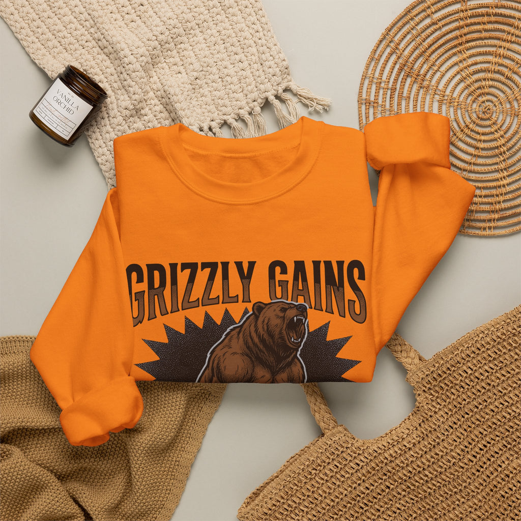 Bulky Bear Sweatshirt Fitness Training Gift Women Bold Print Sweatshirt Teddy Bear Sweatshirt Gym Enthusiast Typography Sweatshirt Workout Graphic Hand Drawn