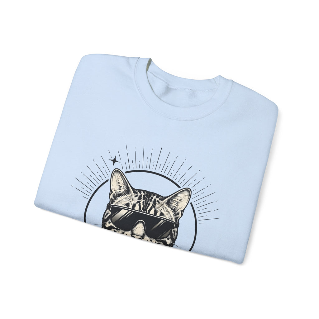 Stylish Cat Sweatshirt Cat Joke Gift Women Illustrative Sweatshirt Kitty Sweatshirt Feline Fan Catty Graphic Old School Cool Glasses Sweatshirt