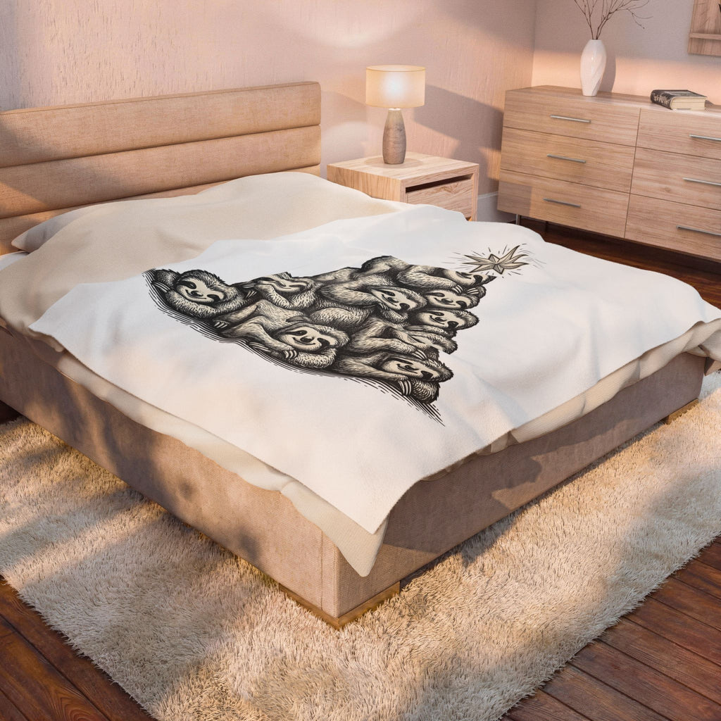 Sloth Stack Blanket Animals Holiday Gift Women Hand Drawn Blanket Sloth Pile Blanket Wildlife Fan Hand Drawn Blanket Christmas Graphic Vintage Star