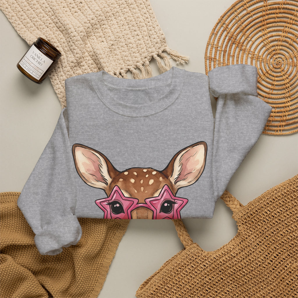 Buck Sweatshirt Moms Creature Gift Women Ink Sweatshirt Deer Sweatshirt Mother Fan Tattoo Sweatshirt Beast Graphic Fantasy Petals Sweatshirt