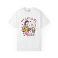 Kitty Artist T-Shirt Cat Fauna Gift Women Antique T-Shirt Cat Lady T-Shirt Feline Fan Vintage T-Shirt Wildlife Graphic Heritage Art Palette T-Shirt