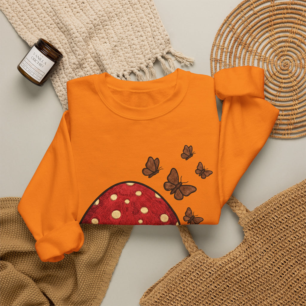 Shroom Sweatshirt Boho Chic Environment Gift Women Applique Sweatshirt Mushroom Sweatshirt Hippie Fan Embroidered Sweatshirt Eco Graphic Old-Fashioned