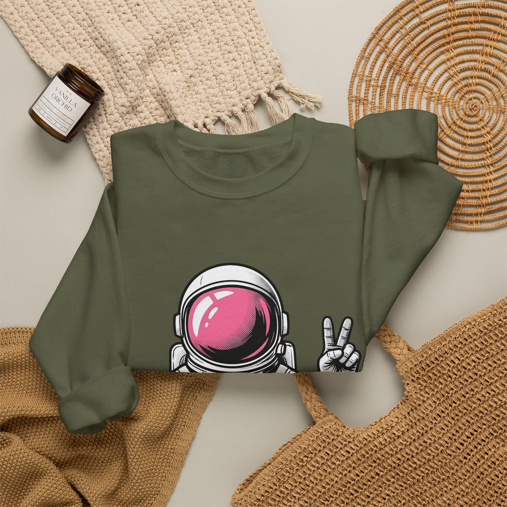 Astronaut Graphic Sweatshirt America Space Gift Women Comic Sweatshirt Cosmonaut Sweatshirt Patriot Fan Galactic Graphic Illustration Cartoon Sweatshirt Retro