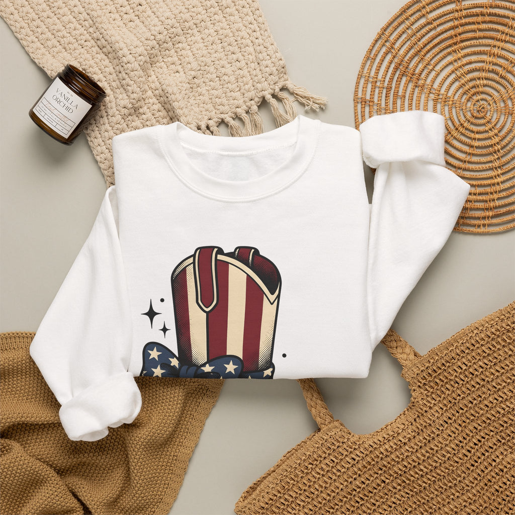 Western Boot America 4Th Of July Cowboy Gift Rustic Boot Patriot Fan Cowboy Old Sweatshirt