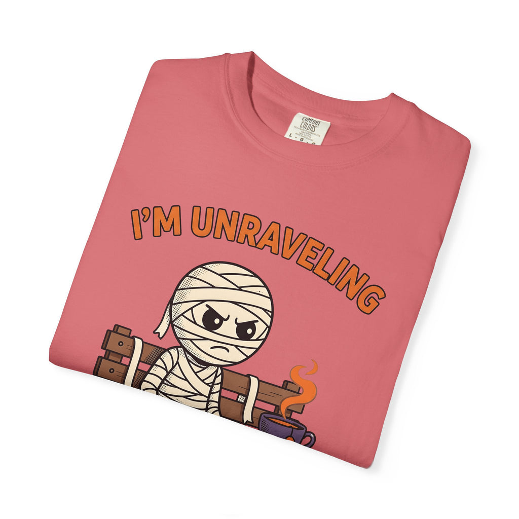 Mummy Halloween Joke Gift Comic Wrap Horror Fan Cartoon Pun Retro Teacup T-Shirt