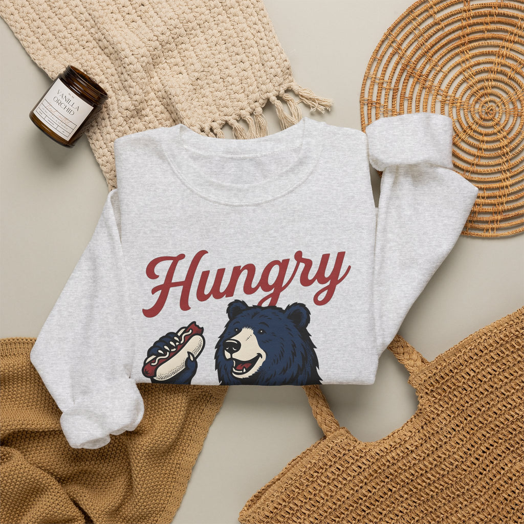 Bear Hotdog Sweatshirt America Independence Gift Women Old School Sweatshirt Hot Dog Sweatshirt American Fan Retro Sweatshirt Freedom Graphic Line Art Cuisine