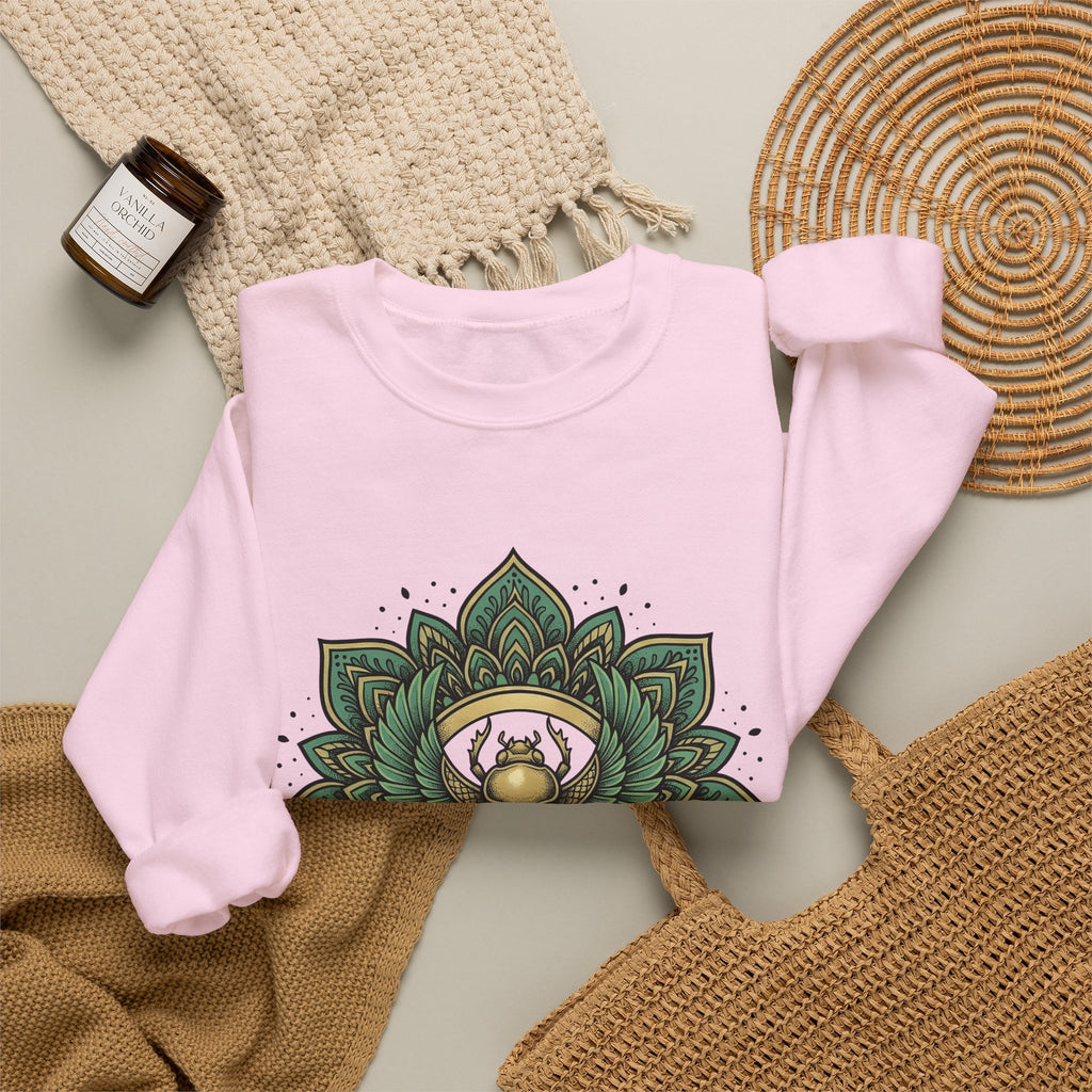Scarab Mandala Sweatshirt Boho Chic Spiritual Gift Women Bohemian Sweatshirt Mandala Sweatshirt Hippie Enthusiast Tribal Sweatshirt Mystical Graphic Geometric