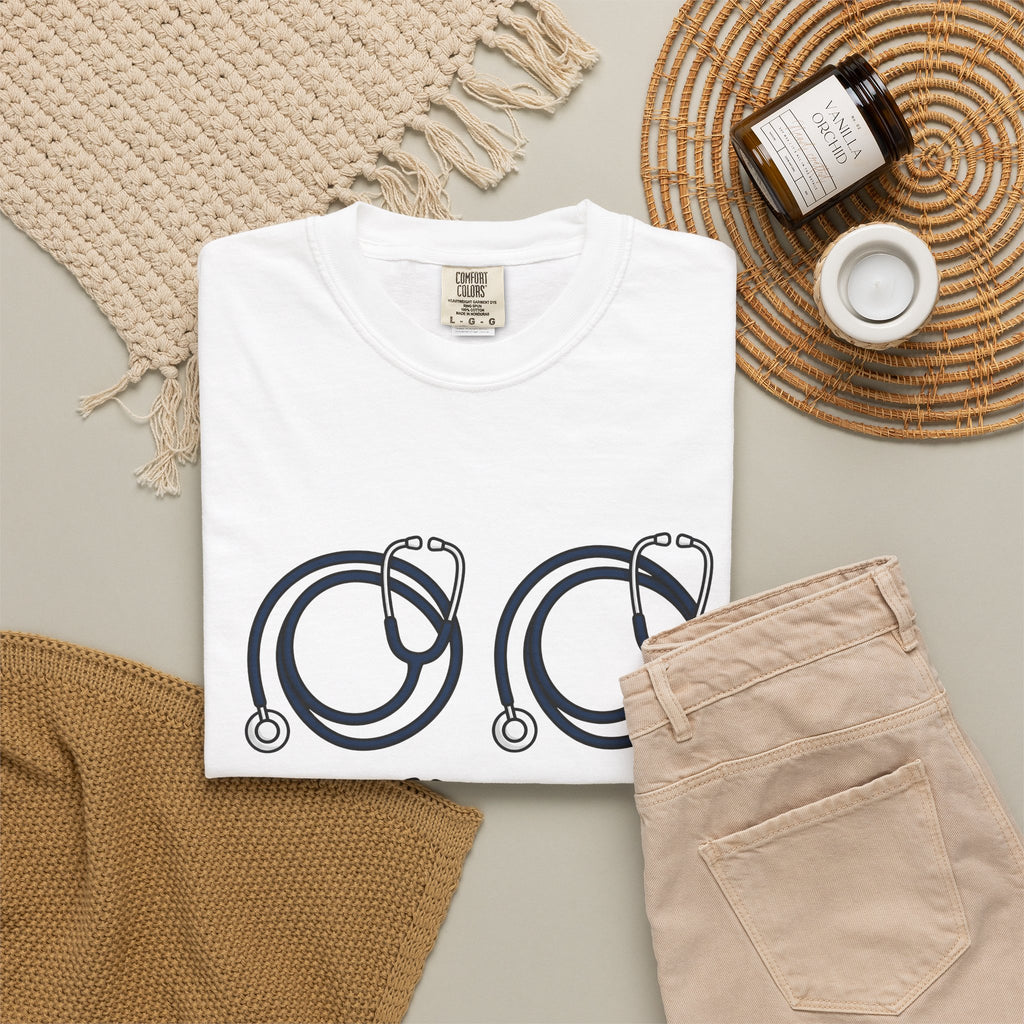 Stethoscope Print T-Shirt Nurses Medical Gift Women Simple T-Shirt Medical Device T-Shirt Nurse Practitioner Enthusiast Minimalist T-Shirt Clinical