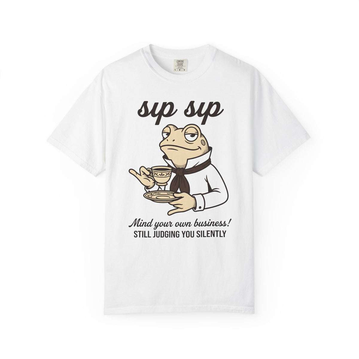 Frog Tea T-Shirt Funny Animal Gift Women Cartoon T-Shirt Tea T-Shirt Humor Fan Comic T-Shirt Creature Graphic Vintage Suit T-Shirt