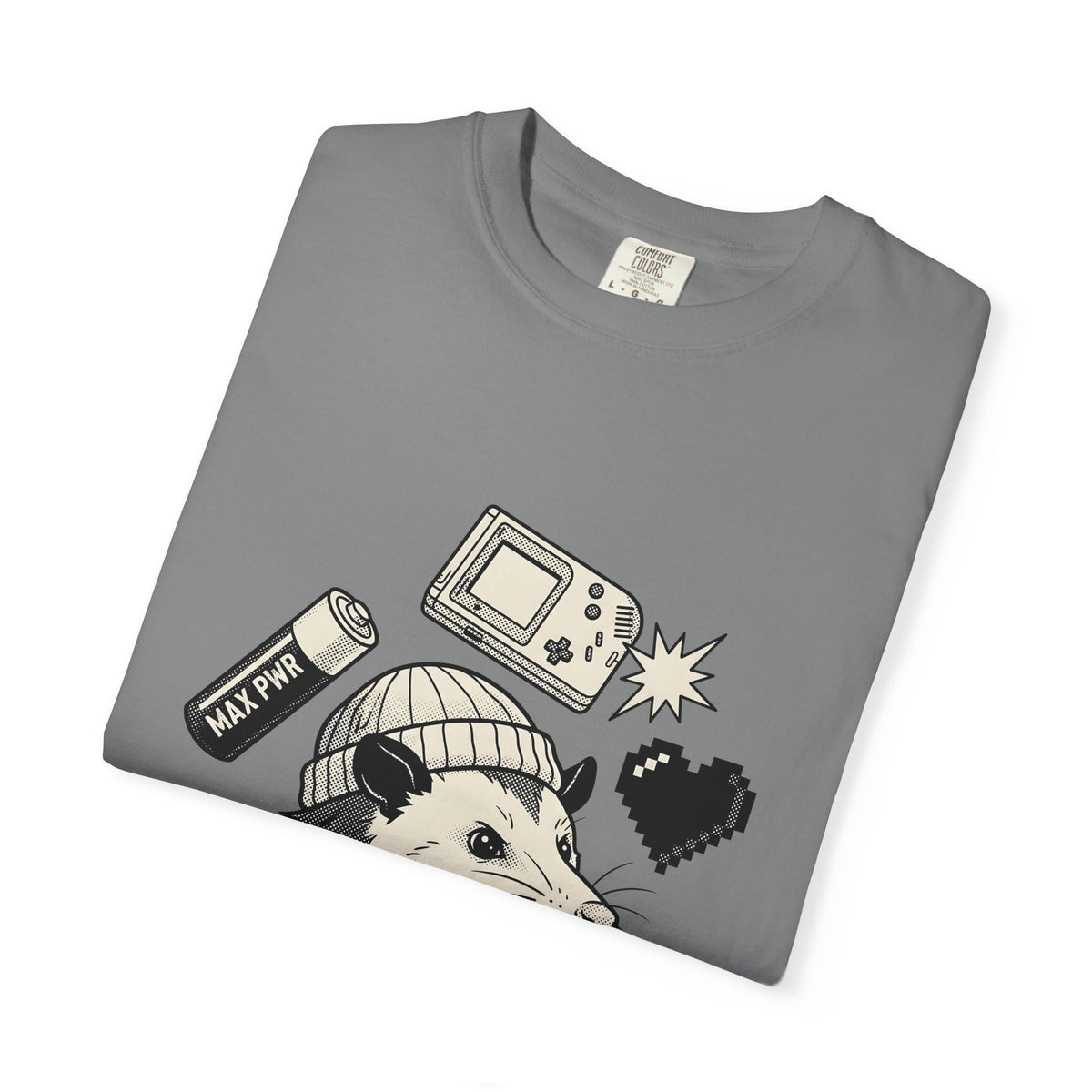Possum Beanie T-Shirt Funny Gaming Gift Women Comic T-Shirt Opossum T-Shirt Humor Fan Cartoon T-Shirt Gamer Graphic Vintage Retro Game Console