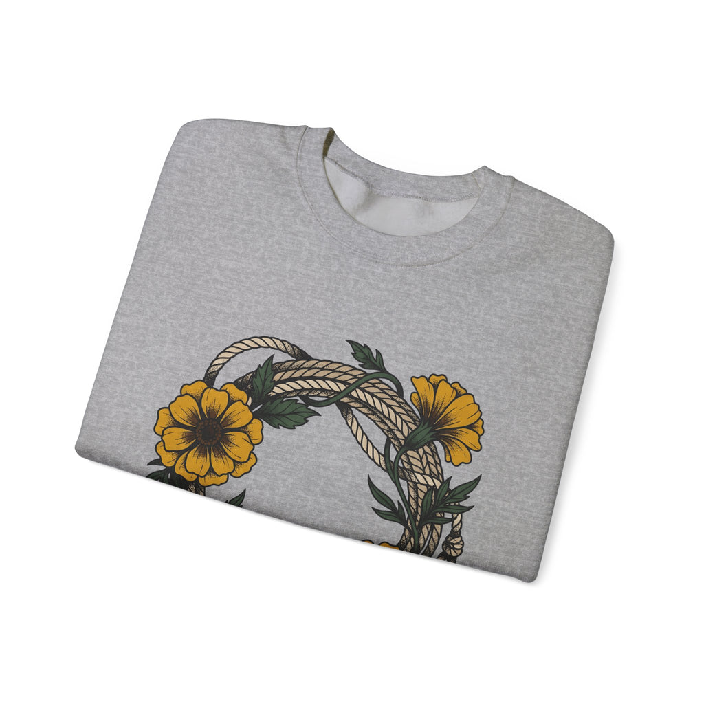 Cord Blossom Circle Sweatshirt Cowgirl Rustic Gift Women Sketch Sweatshirt Flower Circle Sweatshirt Cowgirl Fan Doodle Sweatshirt Country Graphic Hand Drawn