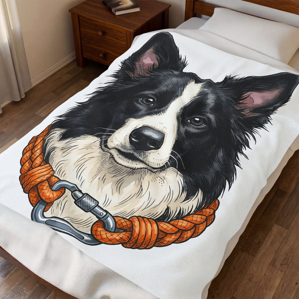 Border Collie Puppy Blanket Dog Pets Gift Women Line Art Blanket Puppy Blanket Dog Fan Collie Blanket Animal Graphic Hand Drawn Woven Collar Blanket