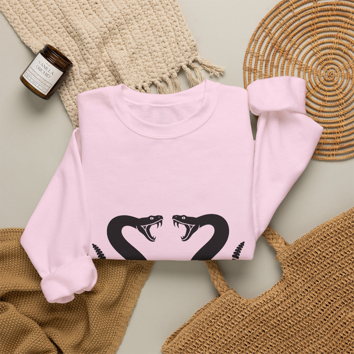 Rattlesnake Pair Sweatshirt Cowgirl Animal Gift Women Bold Sweatshirt Rattler Sweatshirt Rodeo Fan Graphic Design Illustration Western Mirrored Design