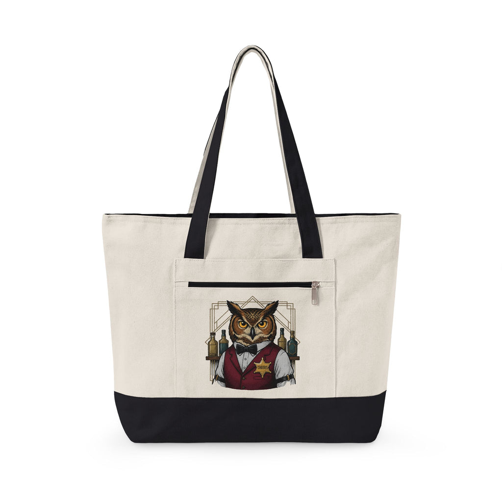 Owl Bartender Holiday Wildlife Gift Vintage Owl Christmas Fan Hoot Retro Liquor Bottles Tote Bag
