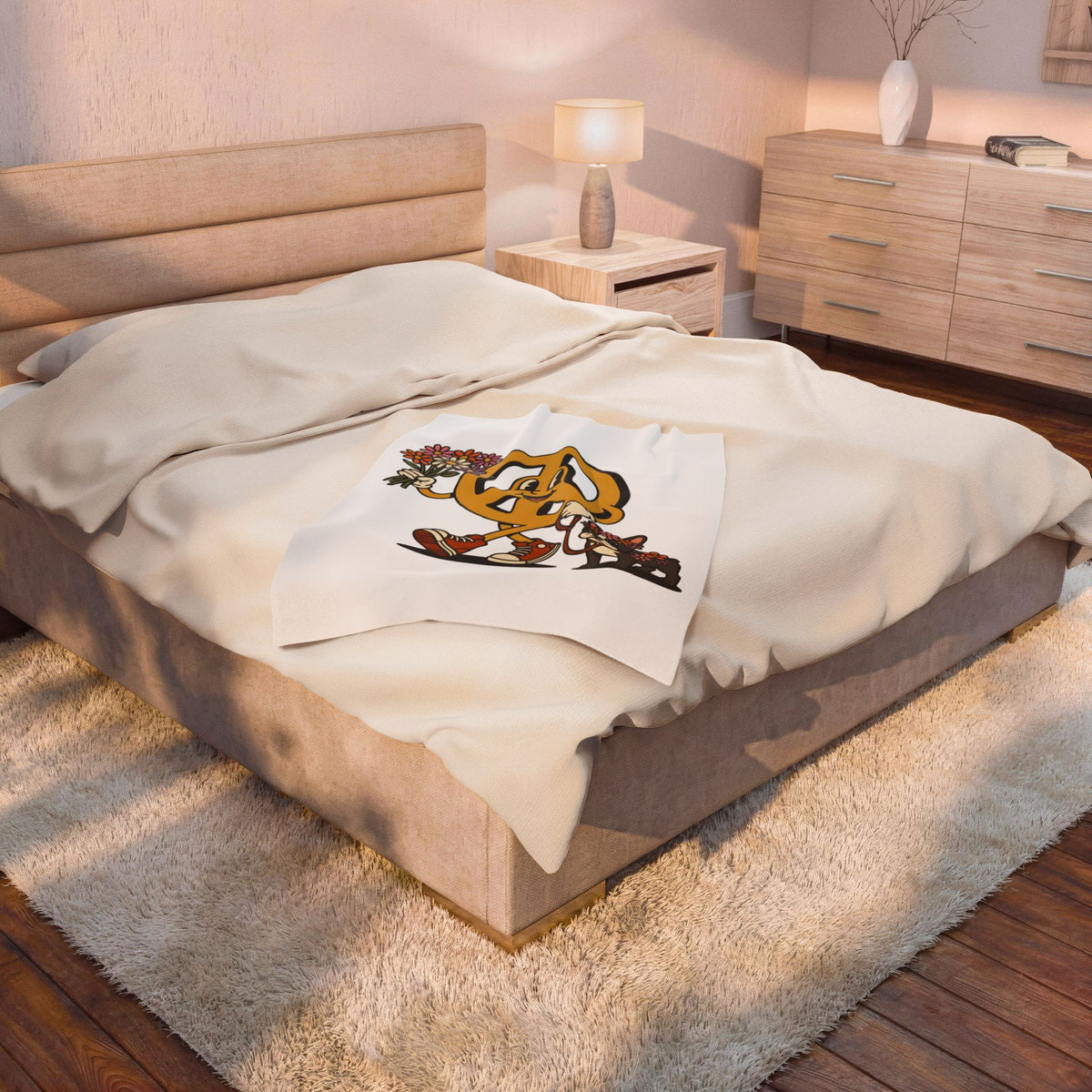Peace Symbol Mascot Blanket Dog Festival Gift Women Animated Blanket Peace Sign Blanket Dog Fan Cartoon Blanket Rave Graphic Classic French Bulldog