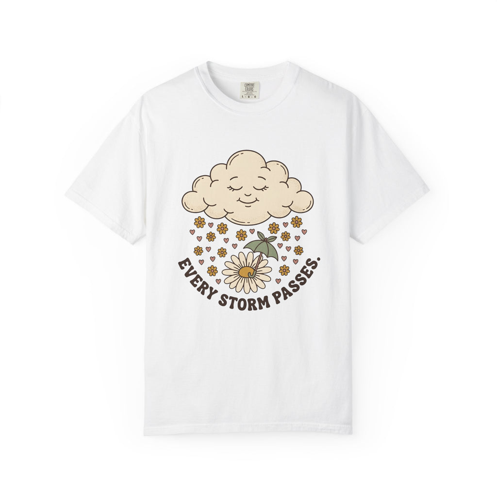 Joyful Cloud T-Shirt Boho Chic Encouragement Gift Women Cartoon T-Shirt Cloud T-Shirt Bohemian Fan Illustrated Graphic T-Shirt Hand Drawn Bloom
