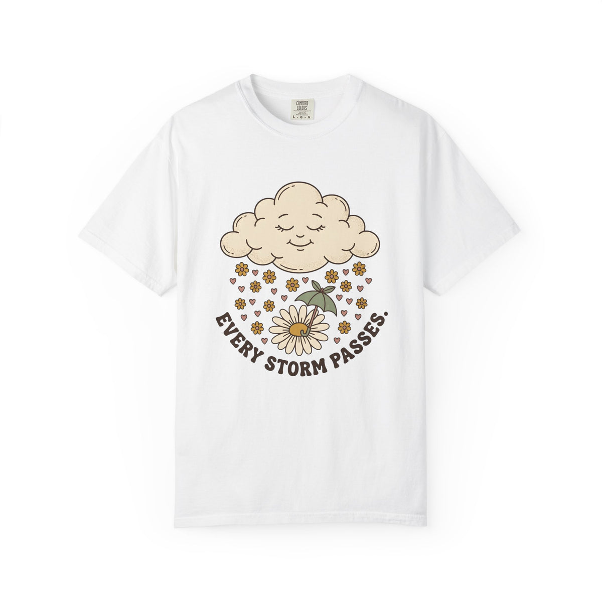 Joyful Cloud T-Shirt Boho Chic Encouragement Gift Women Cartoon T-Shirt Cloud T-Shirt Bohemian Fan Illustrated Graphic T-Shirt Hand Drawn Bloom