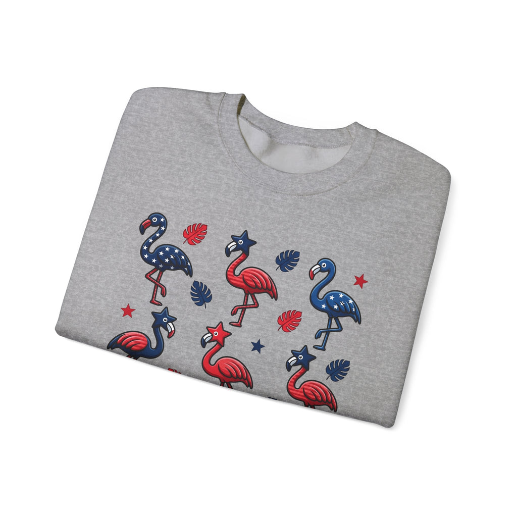 Flag Flamingo Sweatshirt 4th Of July Holiday Gift Women Cartoonish Sweatshirt Flamingo Sweatshirt Independence Day Fan Retro Sweatshirt Celebration Graphic Old