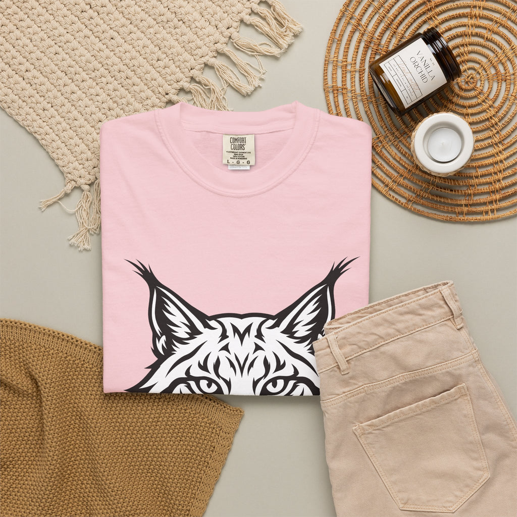 Lynx Head T-Shirt Cat Wildlife Gift Women Bold Line Art T-Shirt Bobcat T-Shirt Cat Fan Line Art T-Shirt Wildlife Graphic Tribal Wildcat T-Shirt