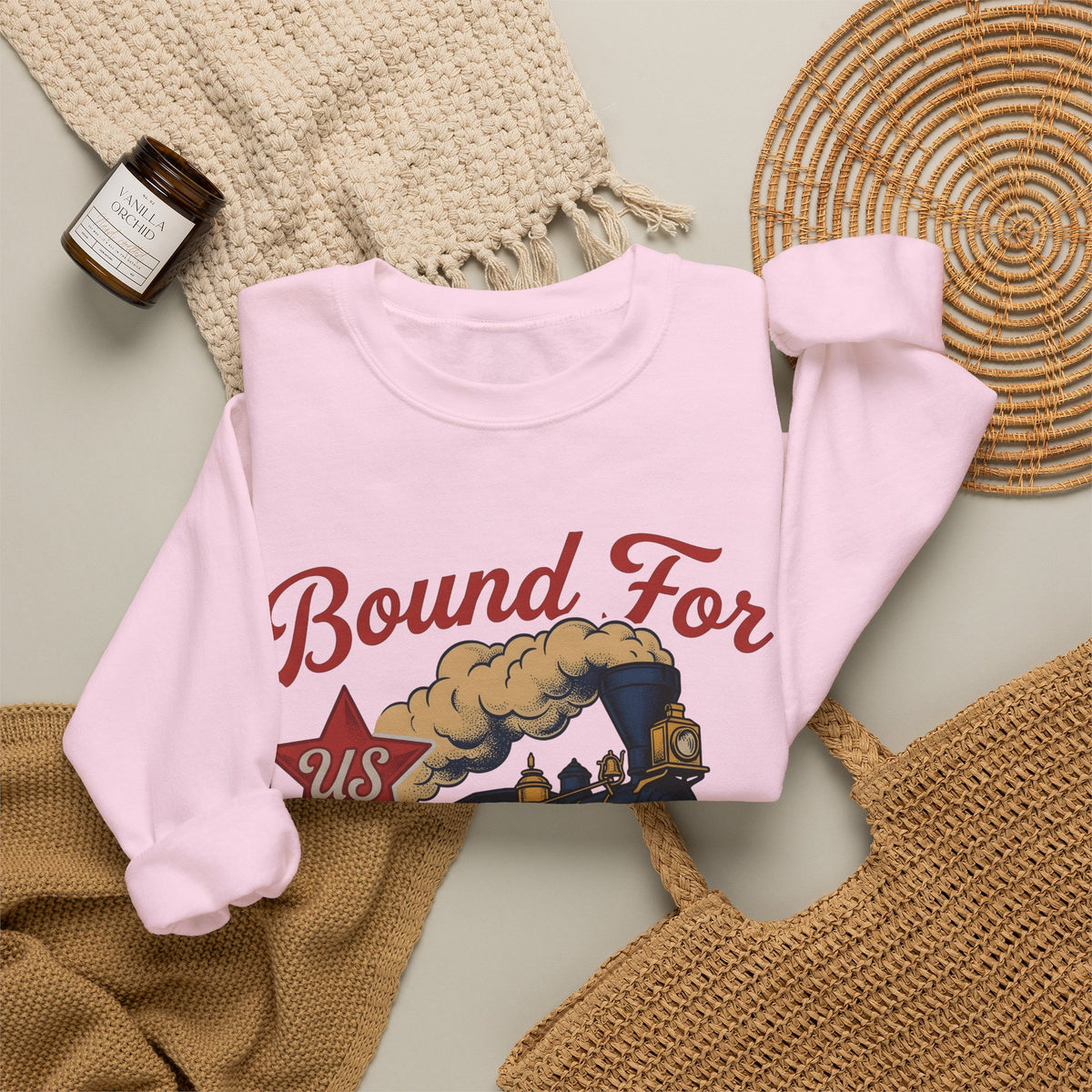 Locomotive Sweatshirt America Flag Gift Women Antique Sweatshirt Train Sweatshirt Patriot Fan Vintage Sweatshirt Banner Graphic Old School Spark Sweatshirt