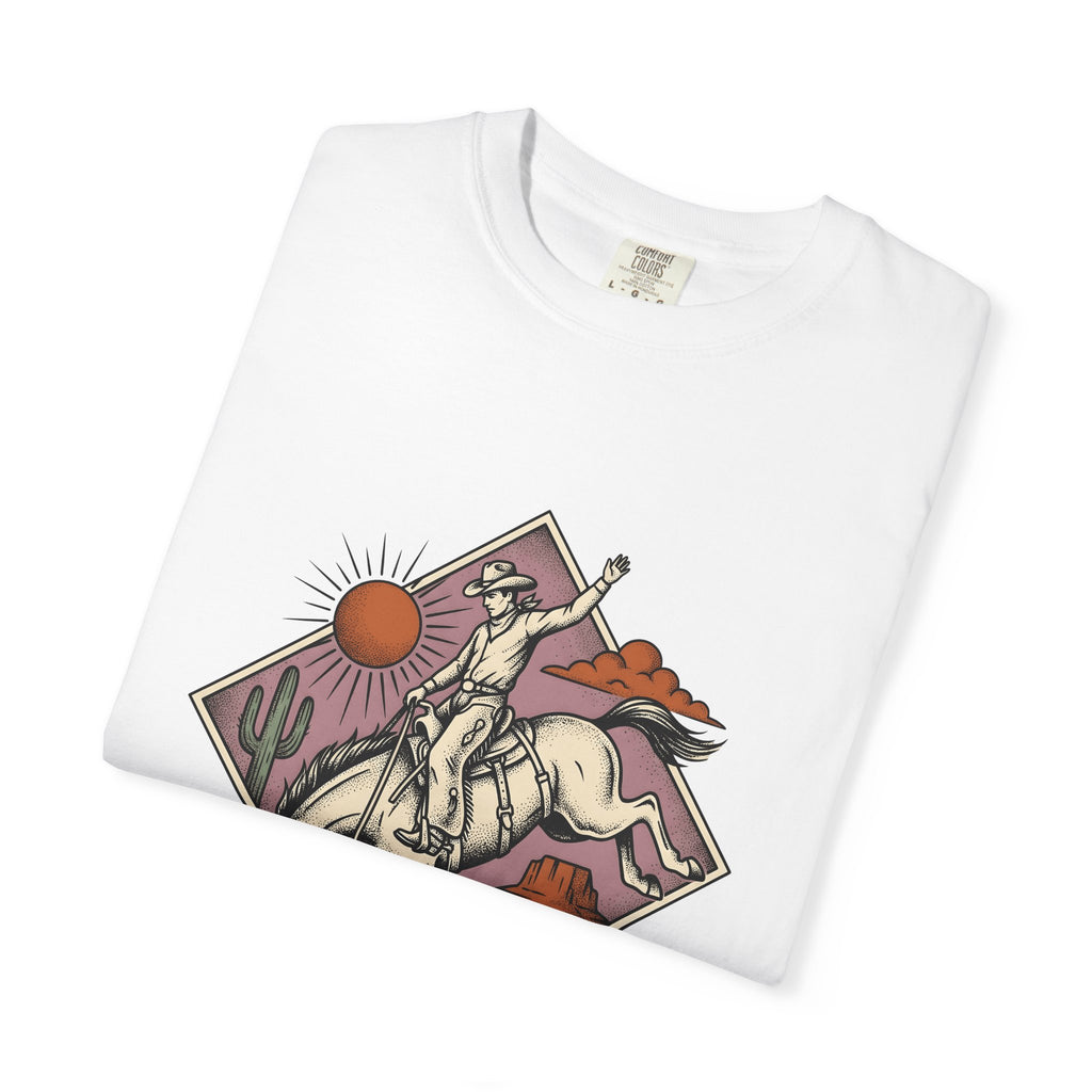 Bronc Rider T-Shirt Cowgirl Ranch Gift Women Sketch T-Shirt Rough Rider T-Shirt Cowboy Fan Rodeo T-Shirt Farm Graphic Tribal Desert Plant T-Shirt
