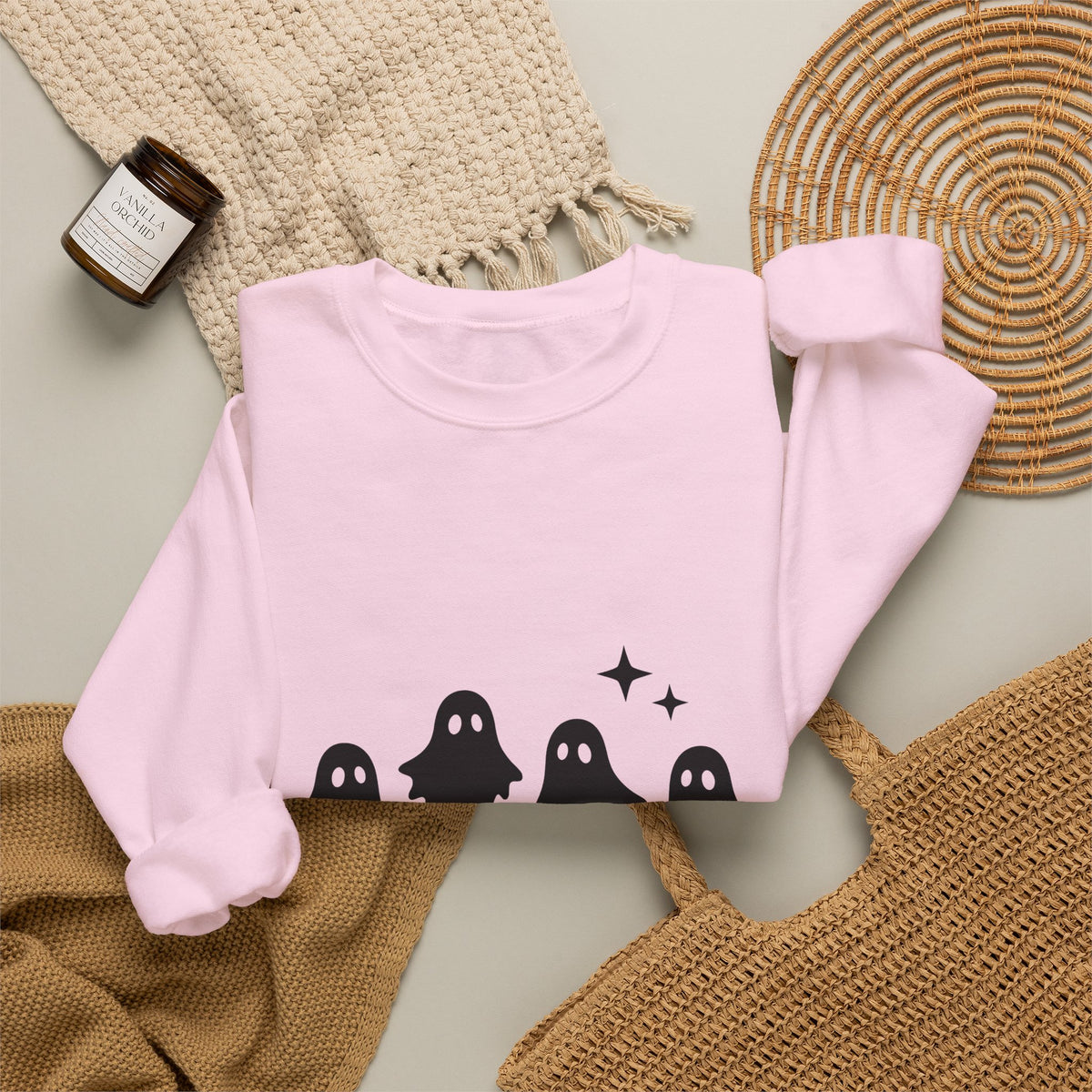 Ghost Halloween Spooky Gift Minimalist Specter Horror Fan Ghostly Creepy Silhouette Sweatshirt