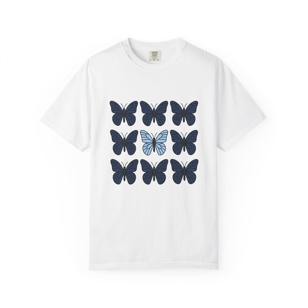 Butterfly Motif T-Shirt Boho Chic Plants Gift Women Plain T-Shirt Butterfly T-Shirt Hippie Fan Simple T-Shirt Floral Graphic Fresh Proportion