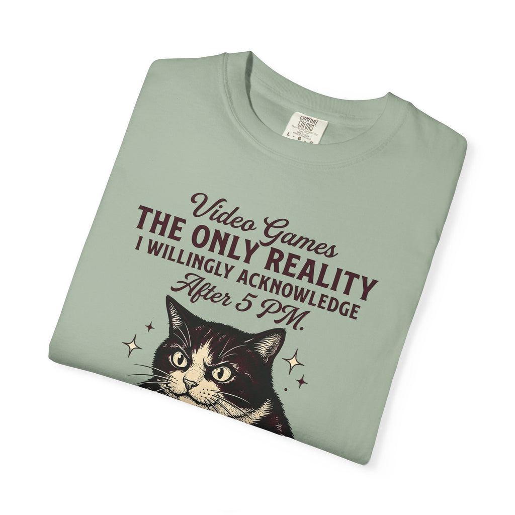 Cat Gamer T-Shirt Cat Consoles Gift Women Cartoon T-Shirt Gamer T-Shirt Cat Fan Feline T-Shirt Console Graphic Doodle Joystick T-Shirt