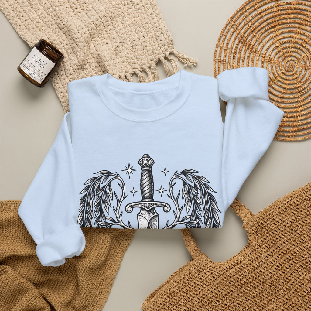 Dagger Wings Sweatshirt Boho Chic Gothic Gift Women Tattoo Sweatshirt Angel Wings Sweatshirt Bohemian Fan Ink Sweatshirt Dark Graphic Vintage Stars Sweatshirt