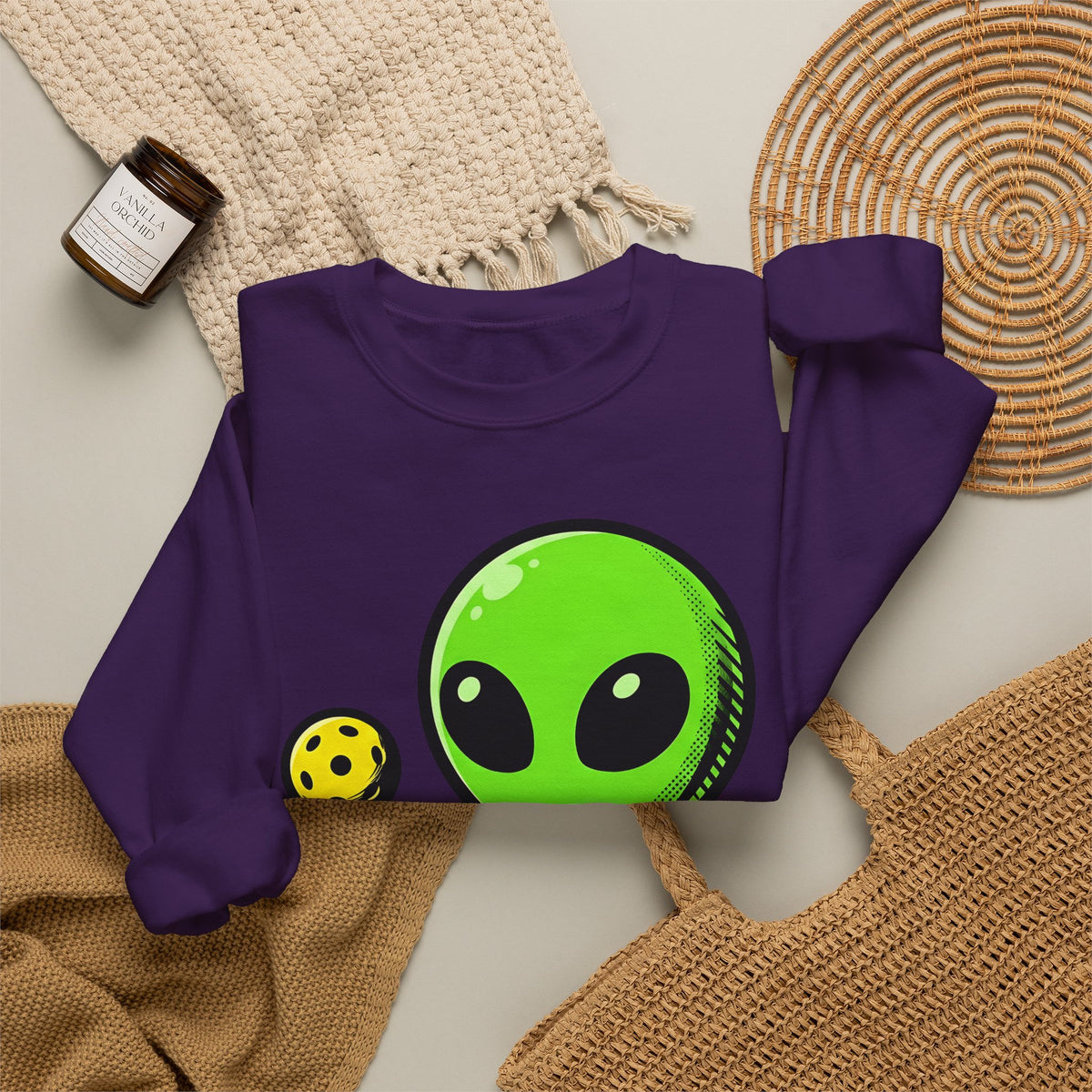 Alien Pickleball Sweatshirt Pickleball Humor Gift Women Cute Sweatshirt Alien Pickleball Sweatshirt Pickleball Fan Kawaii Sweatshirt Comedy Graphic Cartoon