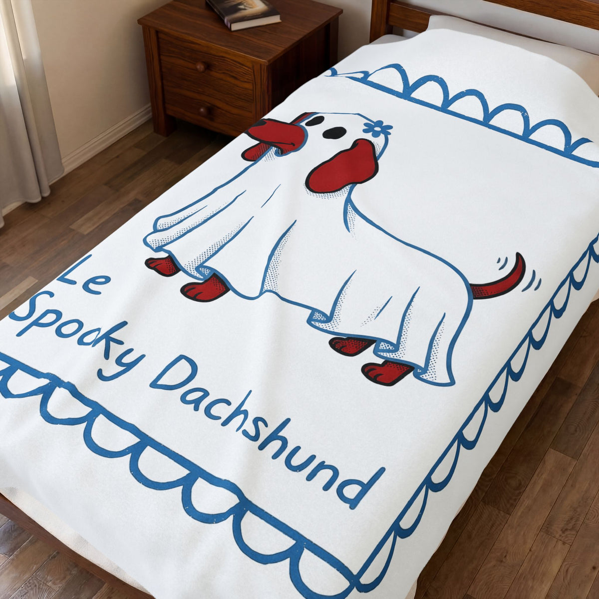 Dachshund Ghost Halloween Dog Gift Cartoon Wiener Blanket