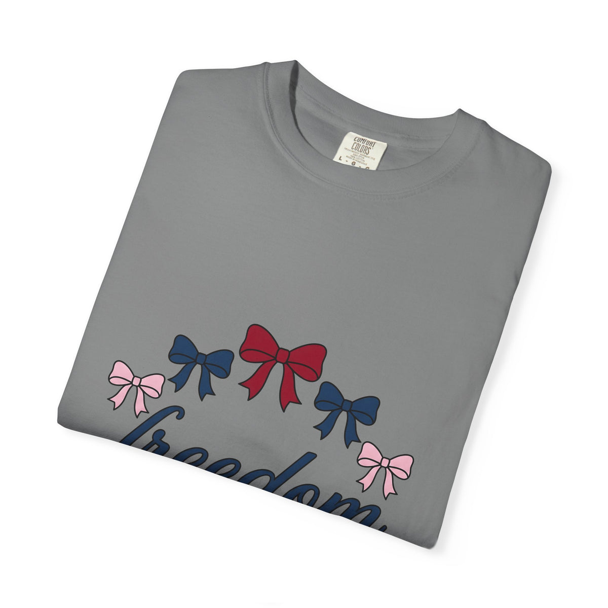 Patriotic Bows T-Shirt America Holiday Gift Women Minimalist T-Shirt Ribbons T-Shirt American Fan Simple T-Shirt Celebration Graphic Retro Script