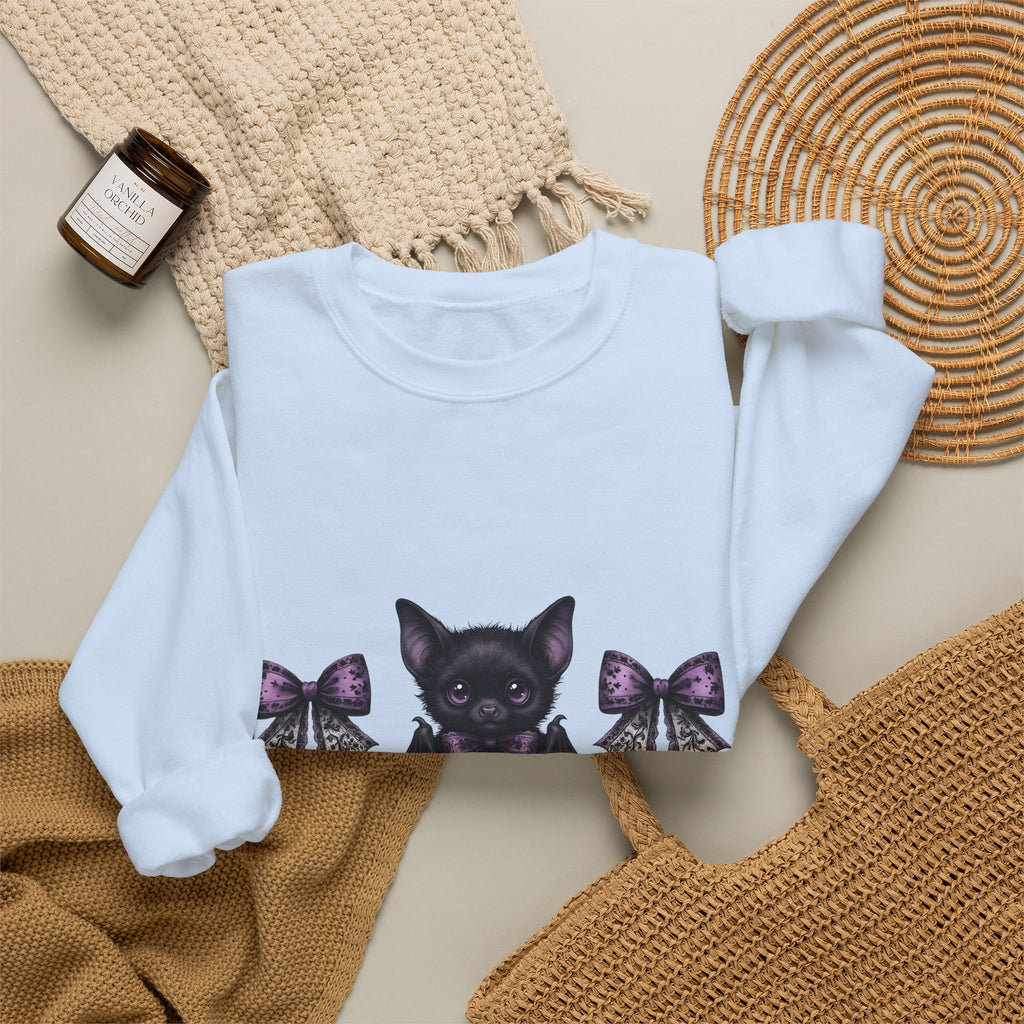 Sweet Bat Halloween Occult Gift Anime Vampire Horror Fan Manga Esoteric Hand Drawn Frill Sweatshirt
